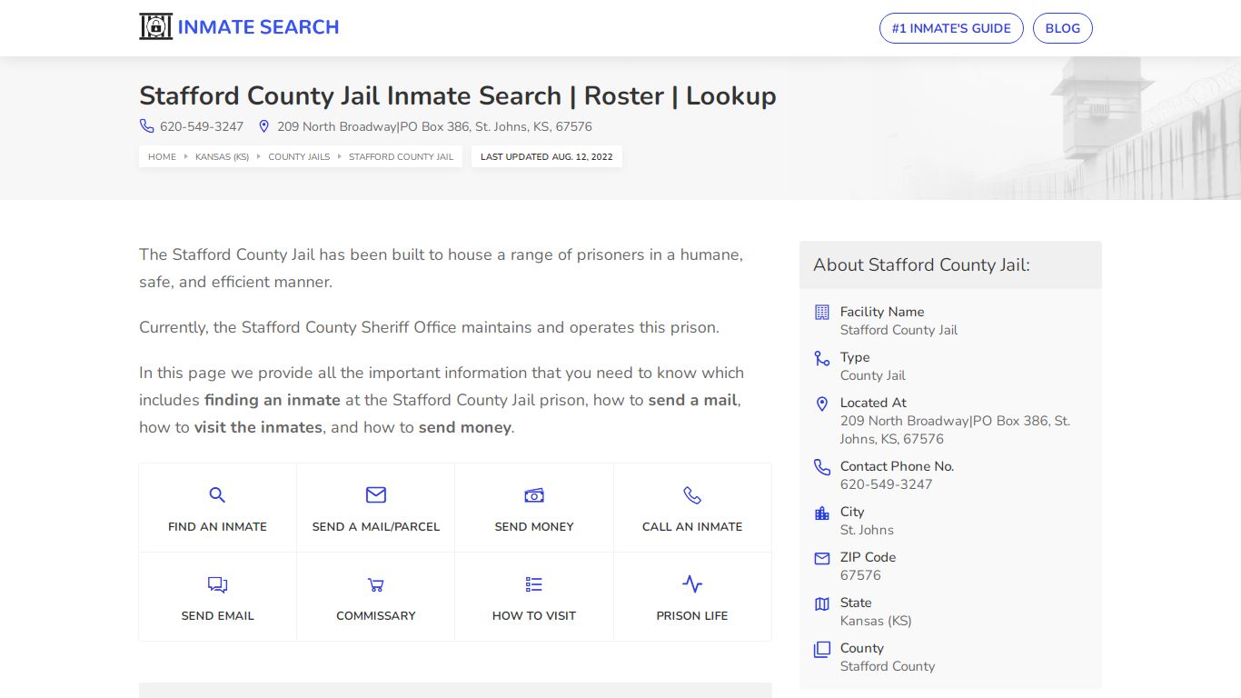 Stafford County Jail Inmate Search | Roster | Lookup